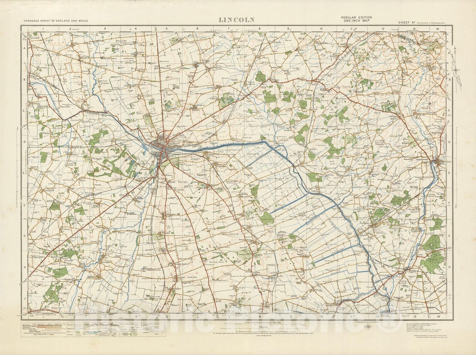 Historic Map : Sheet 47. Lincoln. 1920 - Vintage Wall Art