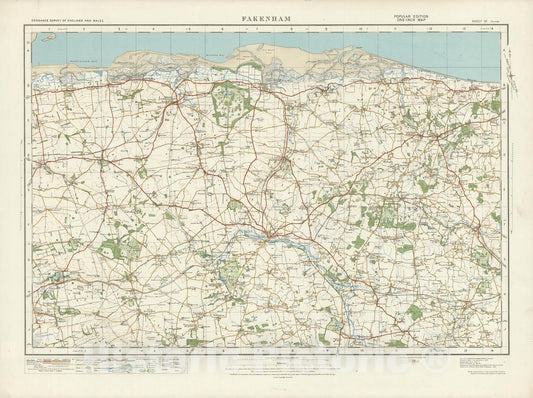 Historic Map : Sheet 57. Fakenham. 1920 - Vintage Wall Art