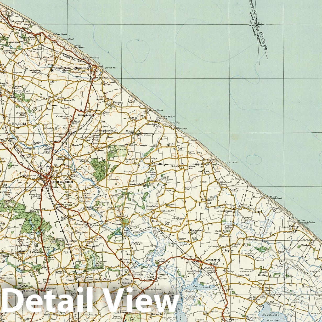 Cromer - Survey Map, 1920 - Ordnance Survey One-Inch Map Sheet 58