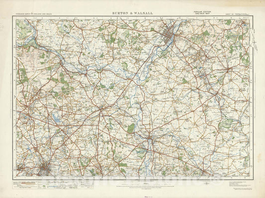 Historic Map : Sheet 62. Burton & Walsall. 1917 - Vintage Wall Art