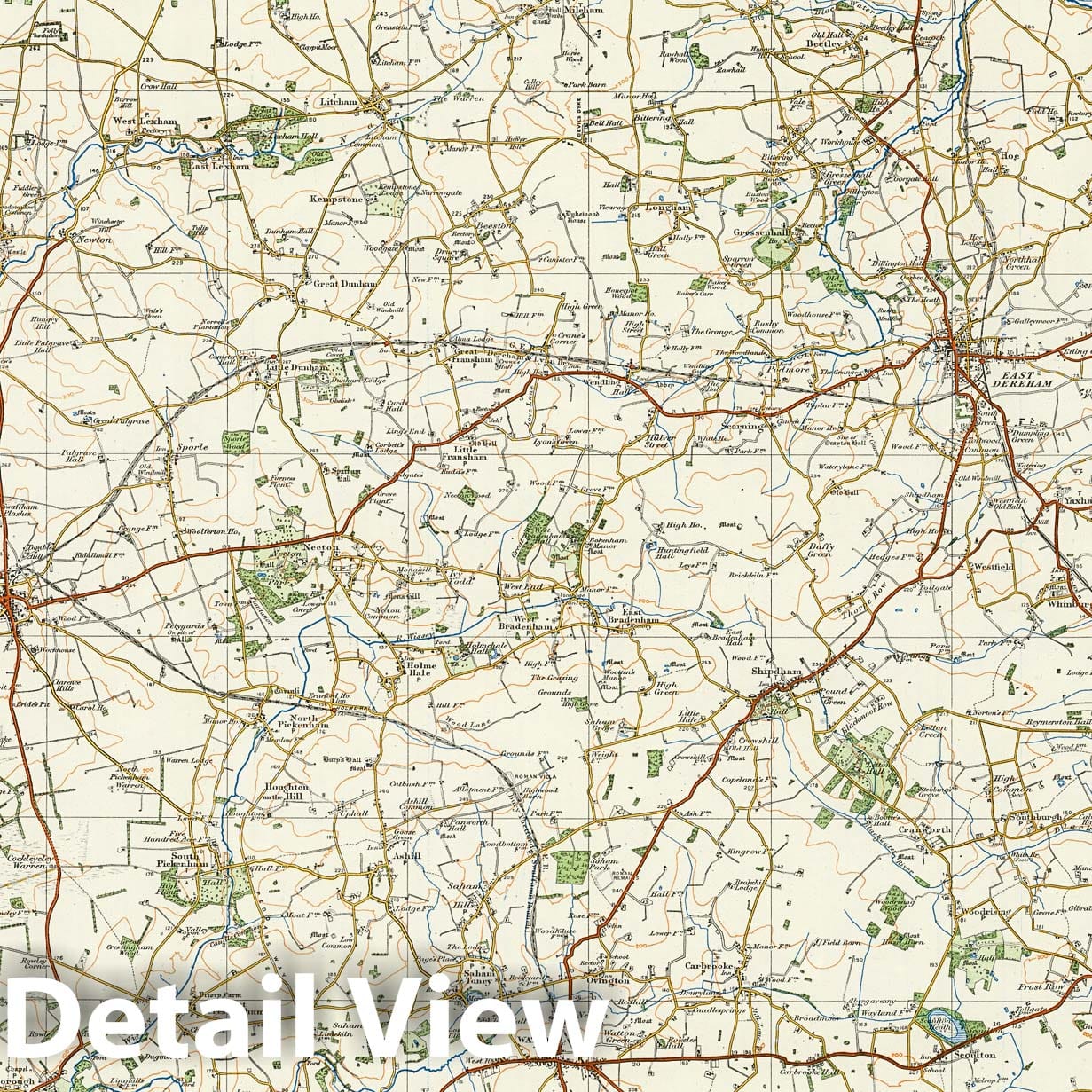 Swaffham and East Dereham, England and Wales - Survey Map, 1920