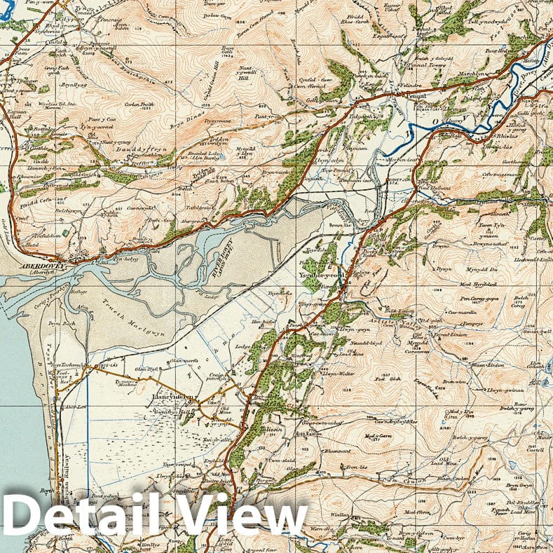 Barmouth and Aberystwyth, Wales - Survey Map, 1919 - Historical Map Print