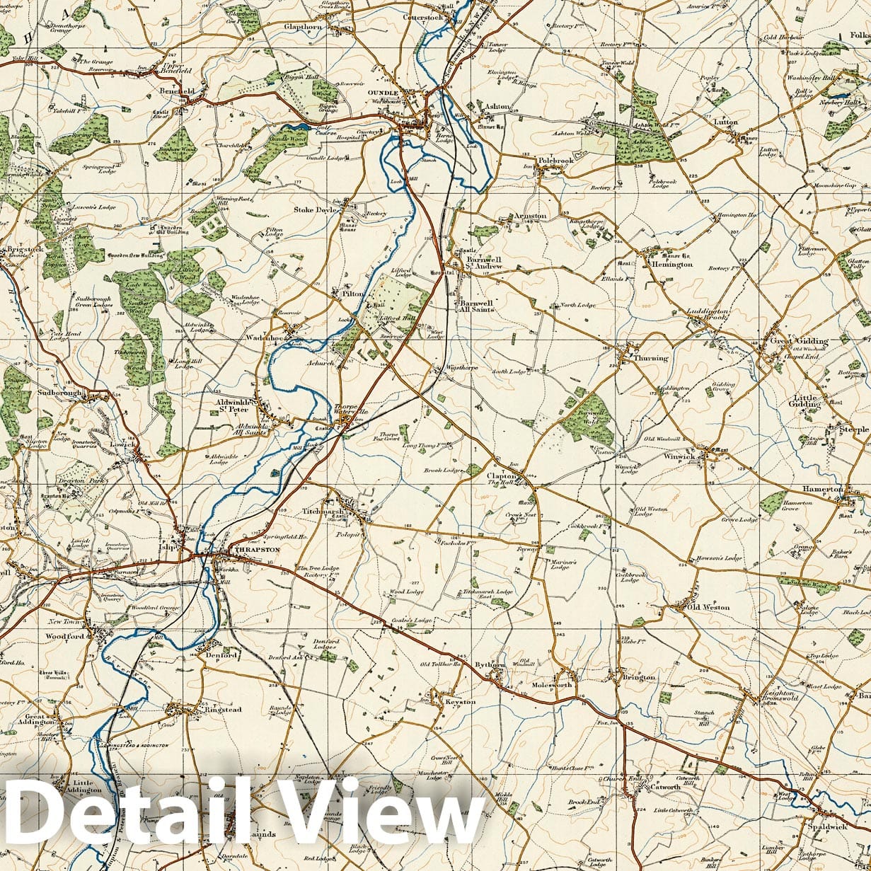 Kettering and Huntingdon, England - Survey Map, 1915