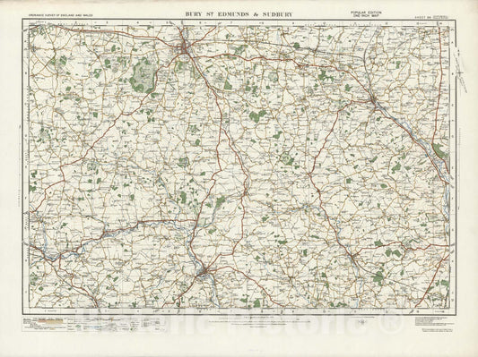 Historic Map : Sheet 86. Bury St. Edmunds & Sudbury. 1919 - Vintage Wall Art