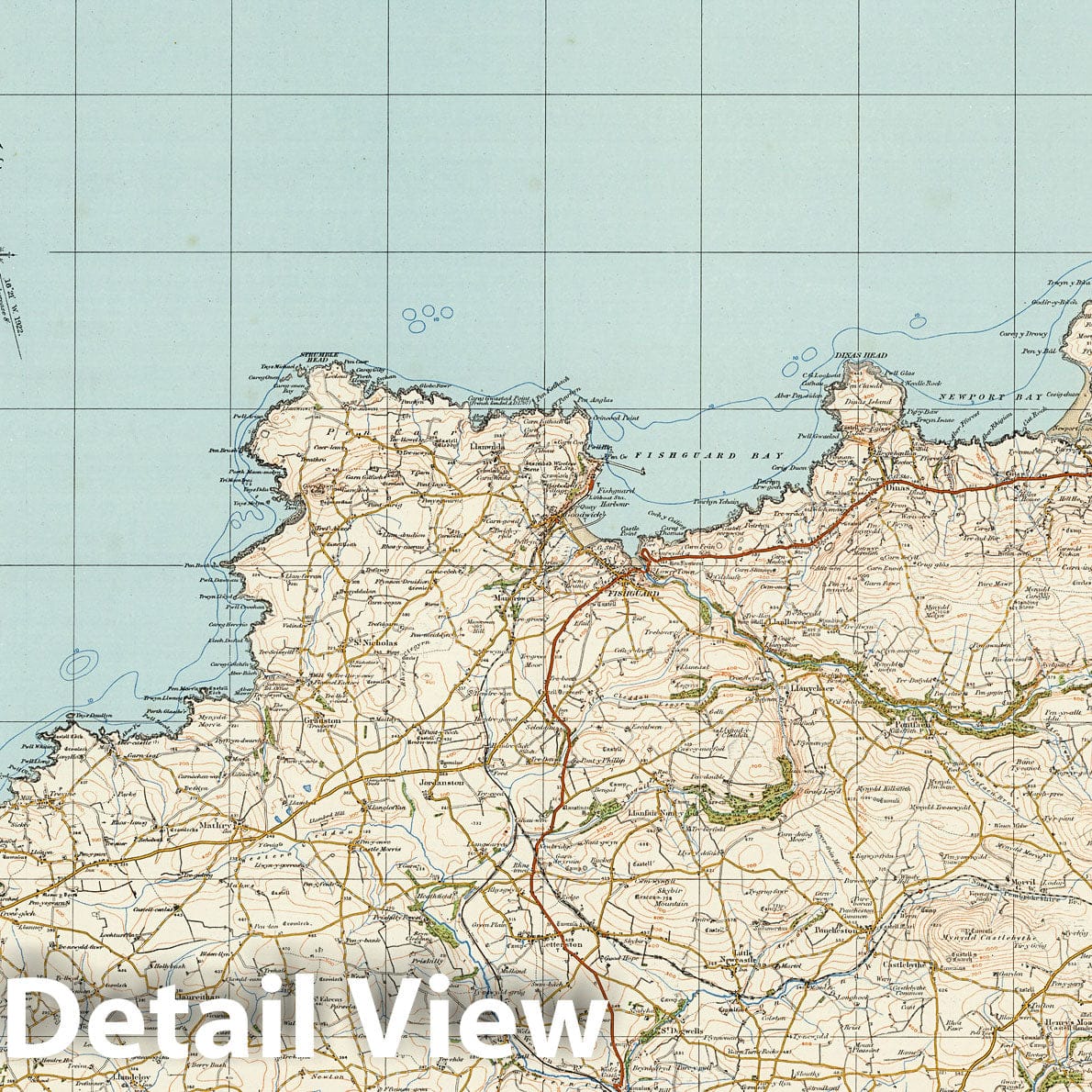 St. David's and Cardigan, Wales - Survey Map, 1919 - Historical Map Print