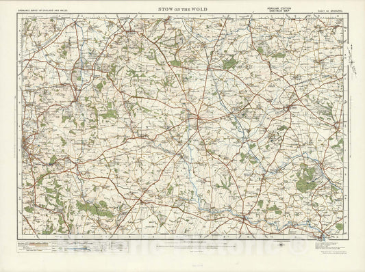 Historic Map : Sheet 93. Stow on the Wold. 1914 - Vintage Wall Art