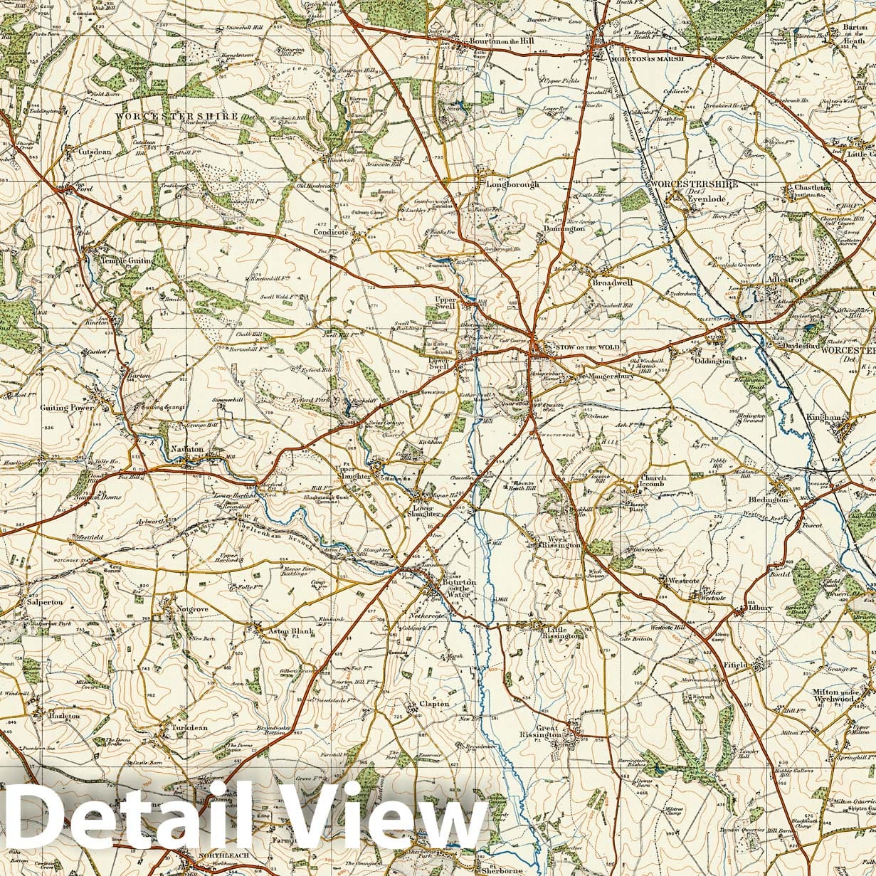 Stow on the Wold, England - Survey Map, 1914 - Ordnance Survey Print