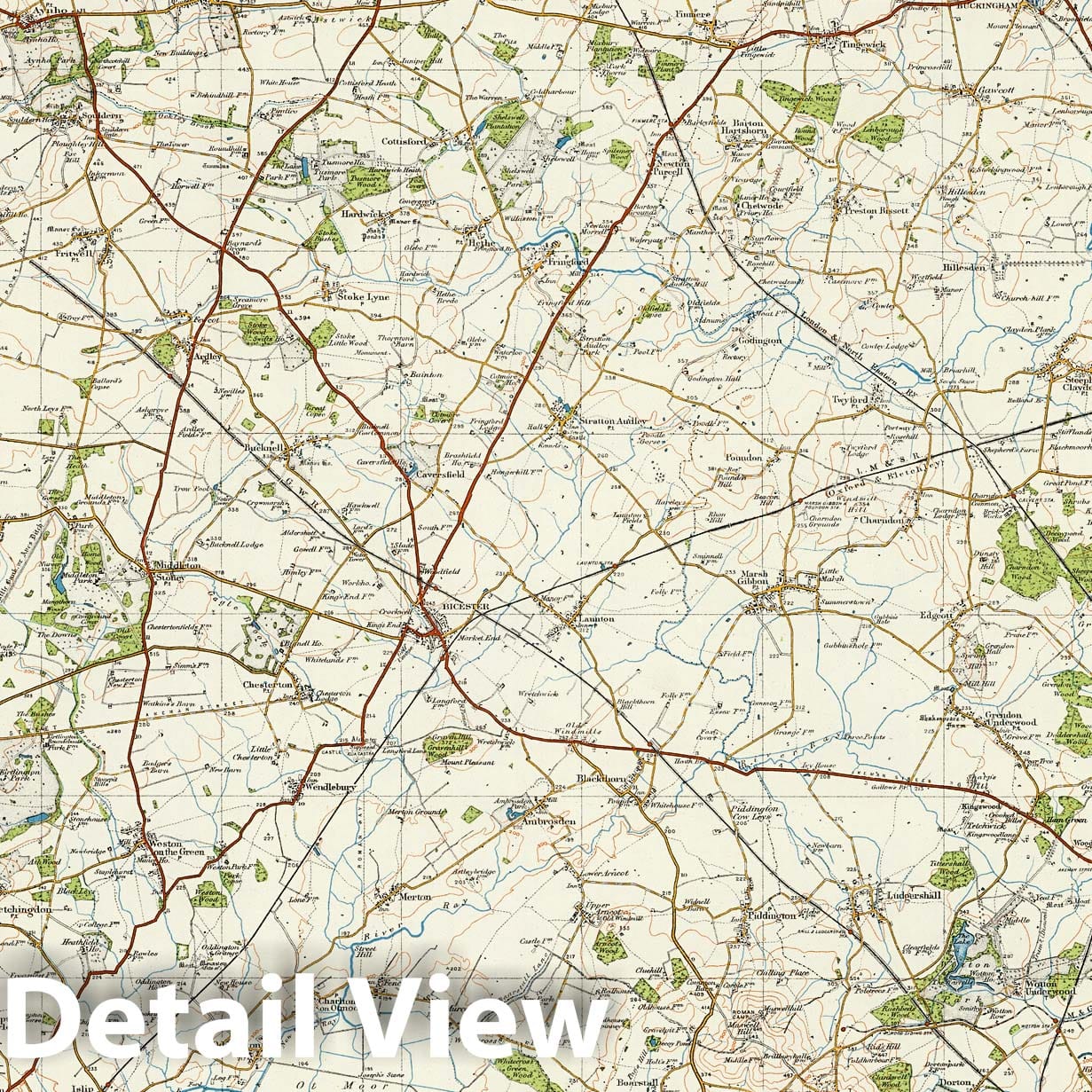 Bicester, England - Sheet No. 94, 1914 - Ordnance Survey Map Print