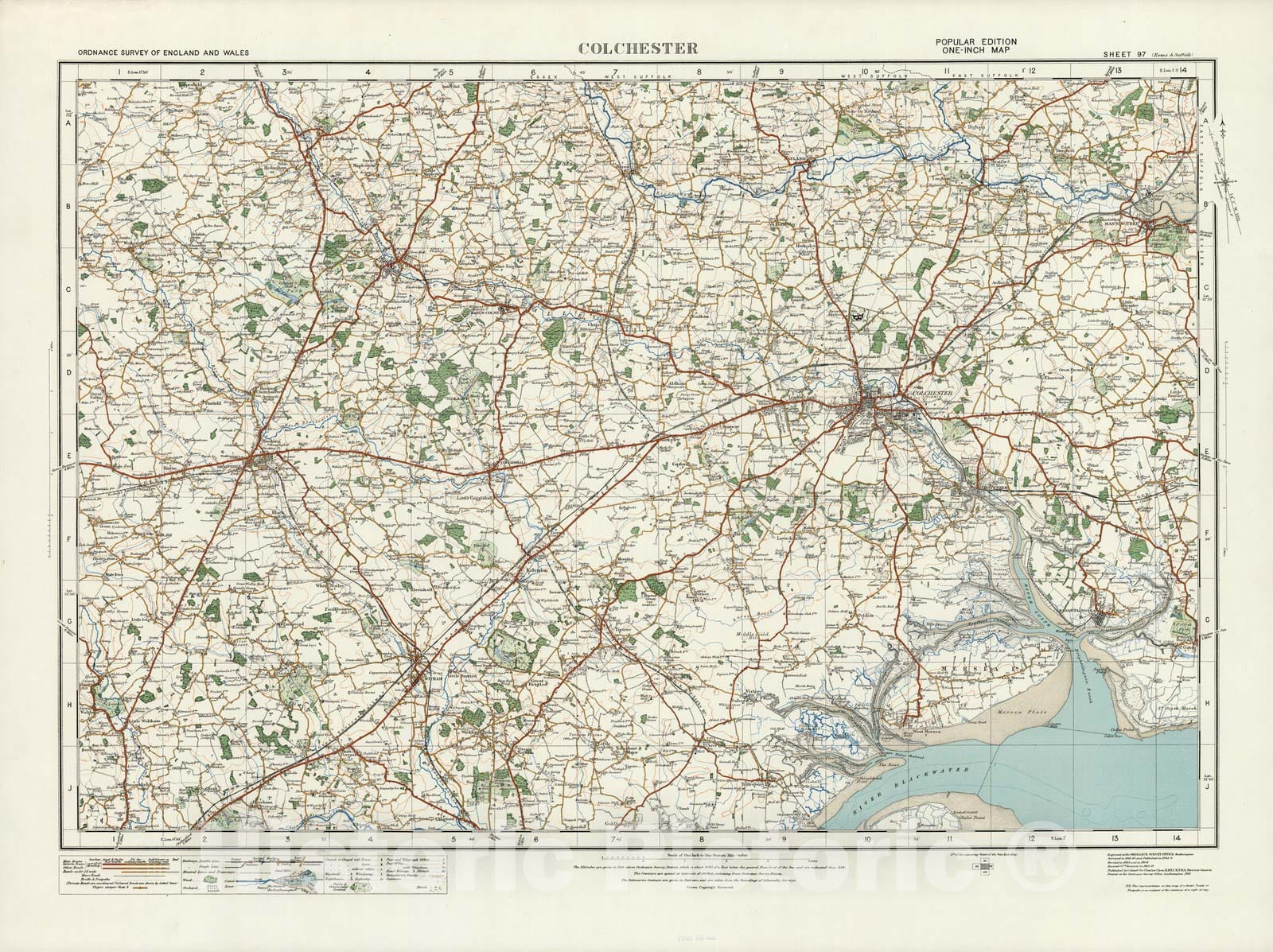 Historic Map : Sheet 97. Colchester. 1919 - Vintage Wall Art