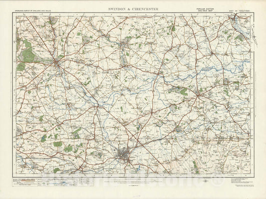 Historic Map : Sheet 104. Swindon & Cirencester. 1914 - Vintage Wall Art