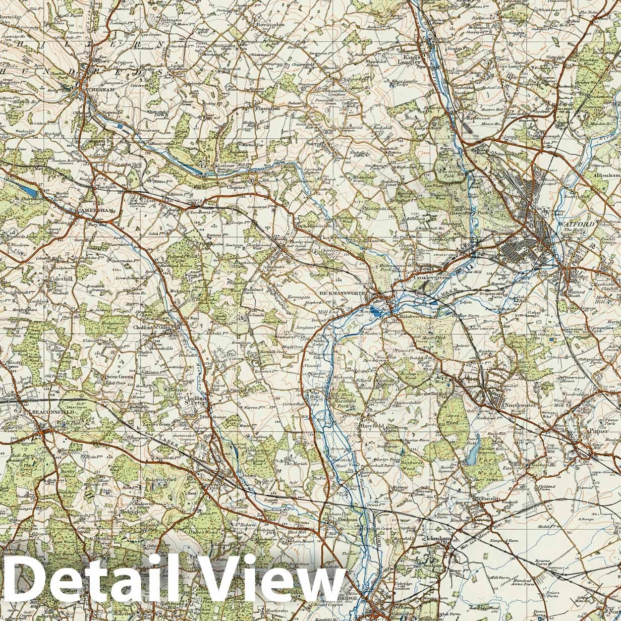 Historic Map : Sheet 106. Watford. 1914 - Vintage Wall Art