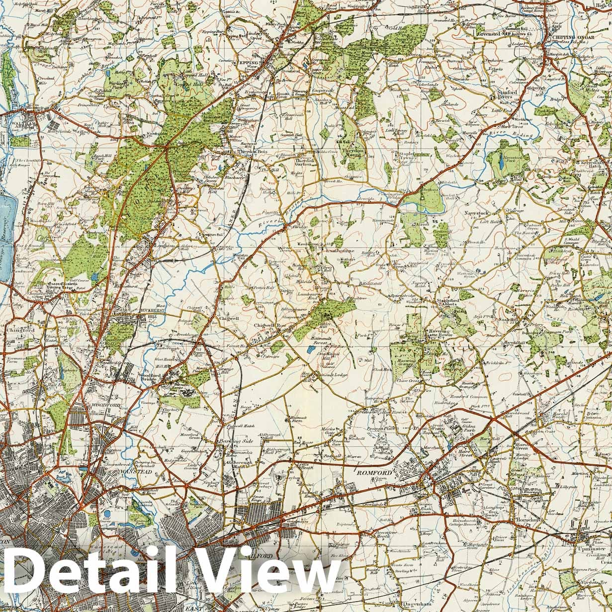 Northeast London and Epping Forest, England - Survey Map, 1914