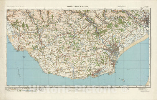 Historic Map : Sheet 109. Pontypridd & Barry. 1920 - Vintage Wall Art