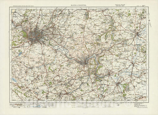 Historic Map : Sheet 111. Bath & Bristol. 1913 - Vintage Wall Art