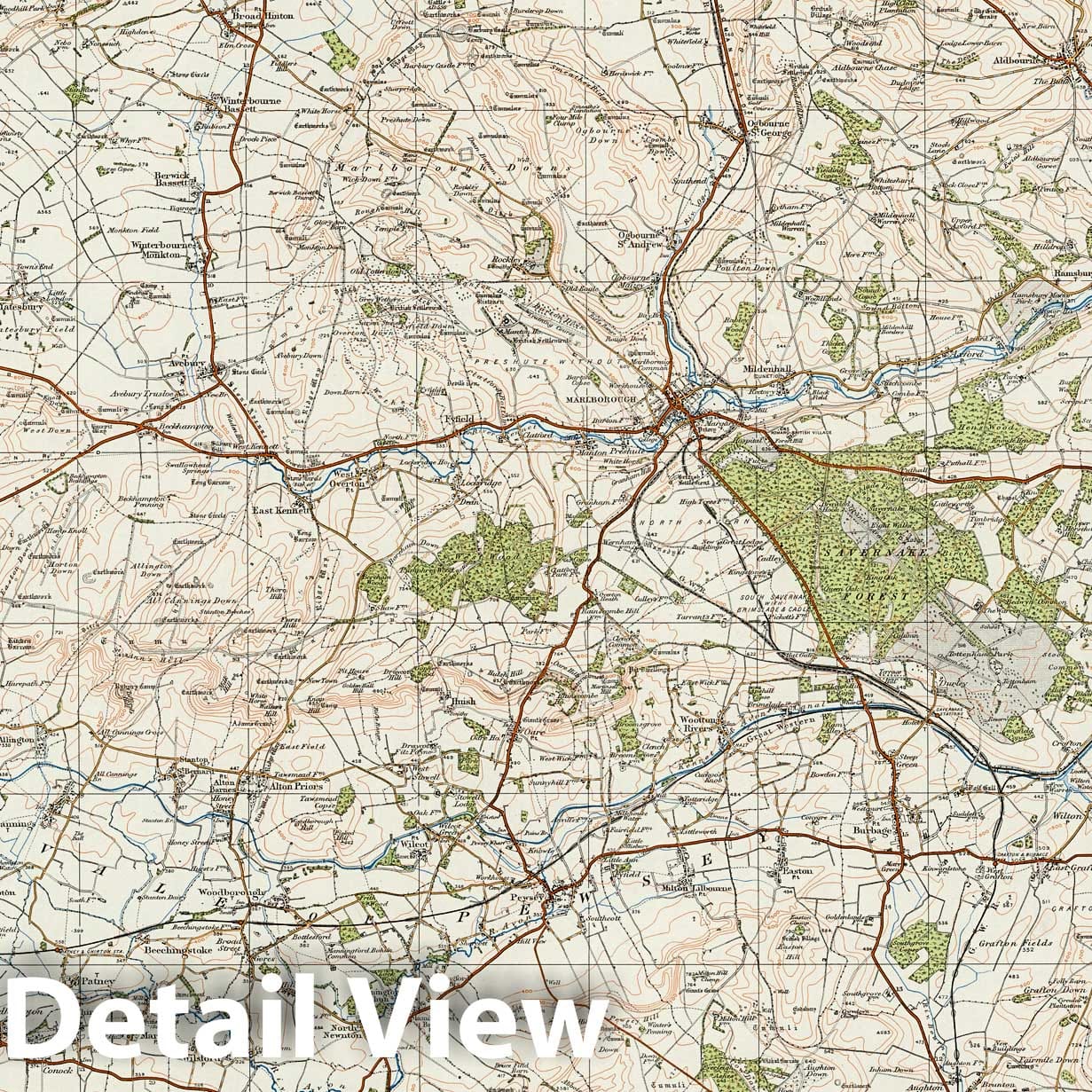 Marlborough - Survey Map, 1913 - Ordnance Survey One-Inch Map Print