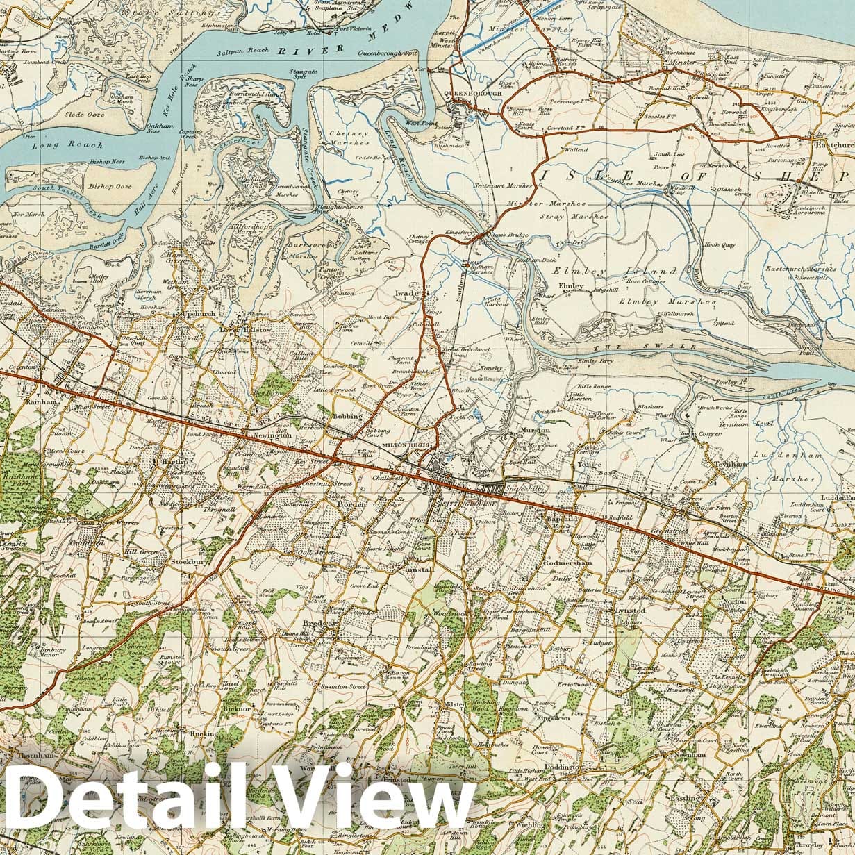 Chatham & Maidstone, England - 1919 Ordnance Survey Map Print
