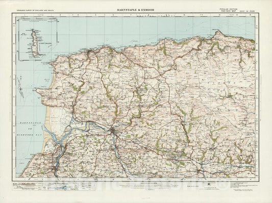 Historic Map : Sheet 118. Barnstaple & Exmoor. 1913 - Vintage Wall Art