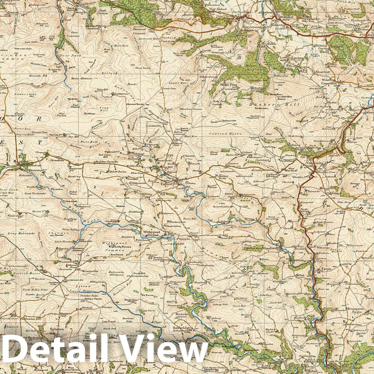 Exmoor - Survey Map, 1913 - Historical Map Print