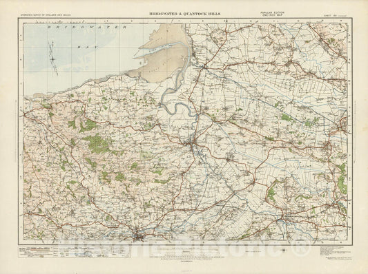 Historic Map : Sheet 120. Bridgwater & Quantock Hills. 1913 - Vintage Wall Art