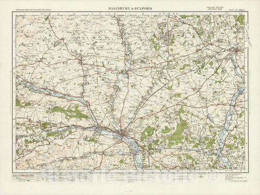 Historic Map : Sheet 122. Salisbury & Bulford. 1913 - Vintage Wall Art
