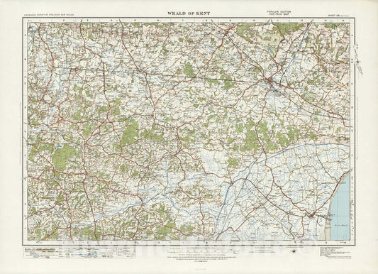 Historic Map : Sheet 126. Weald of Kent. 1919 - Vintage Wall Art