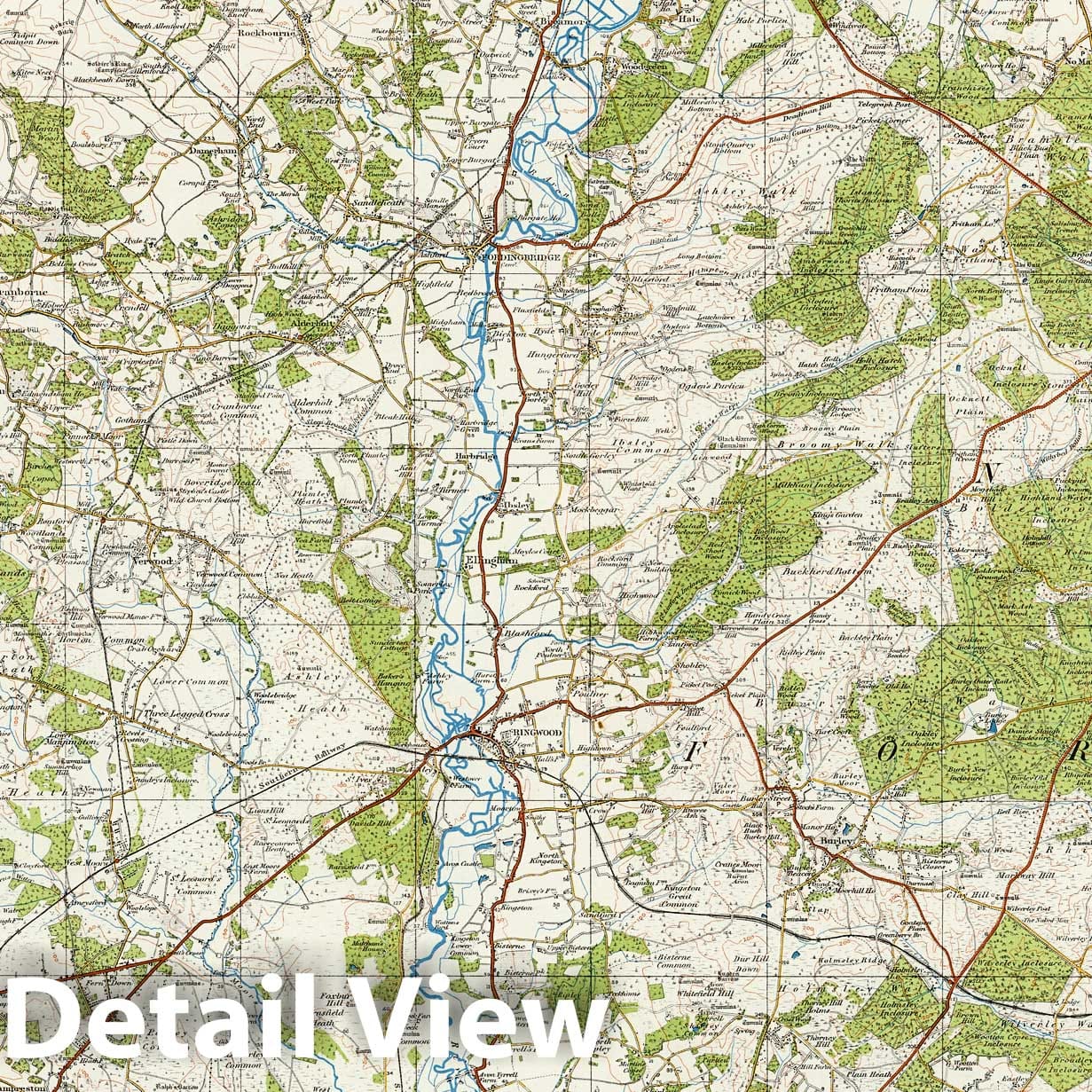 Historic Map : Sheet 131. Wimborne & Ringwood. 1913 - Vintage Wall Art