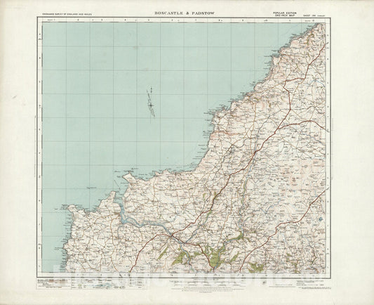 Historic Map : Sheet 136. Boscastle & Padstow. 1913 - Vintage Wall Art