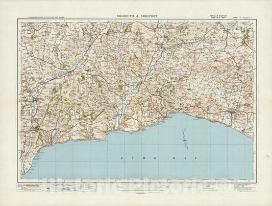 Historic Map : Sheet 139. Sidmouth & Bridport. 1914 - Vintage Wall Art