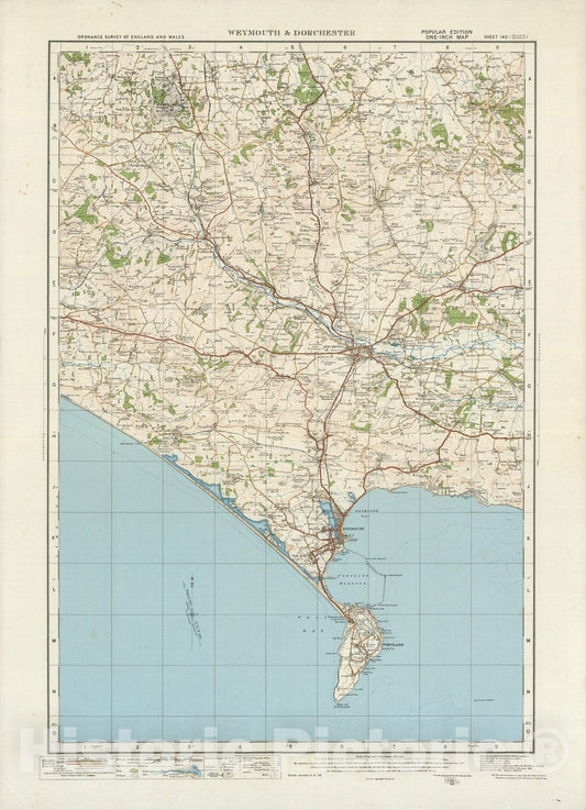 Historic Map : Sheet 140. Weymouth & Dorchester. 1914 - Vintage Wall Art