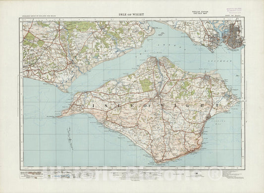 Historic Map : Sheet 142. Isle of Wight. 1913 - Vintage Wall Art