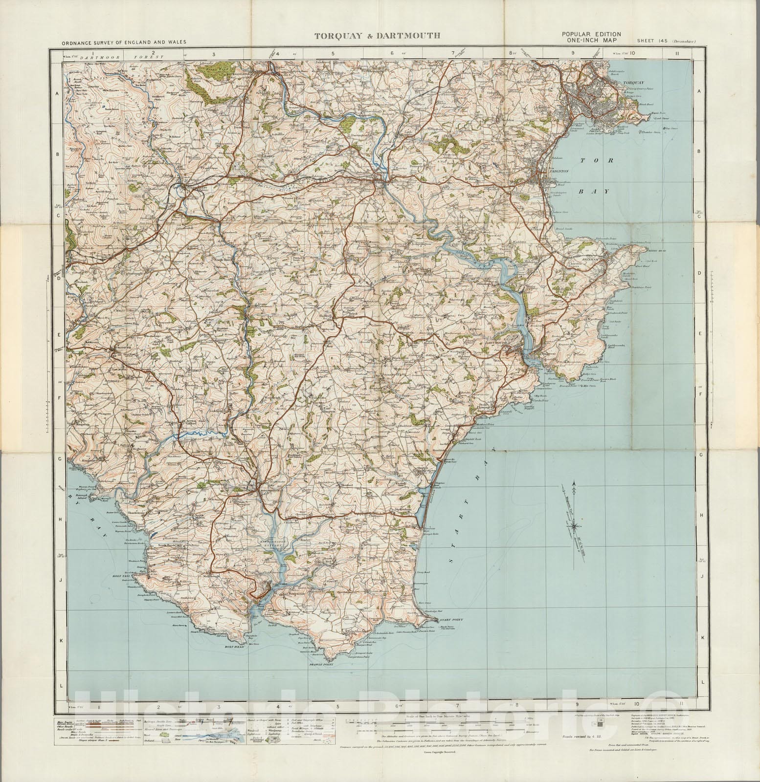 Historic Map : Sheet 145. Torquay & Dartmouth. 1913 - Vintage Wall Art