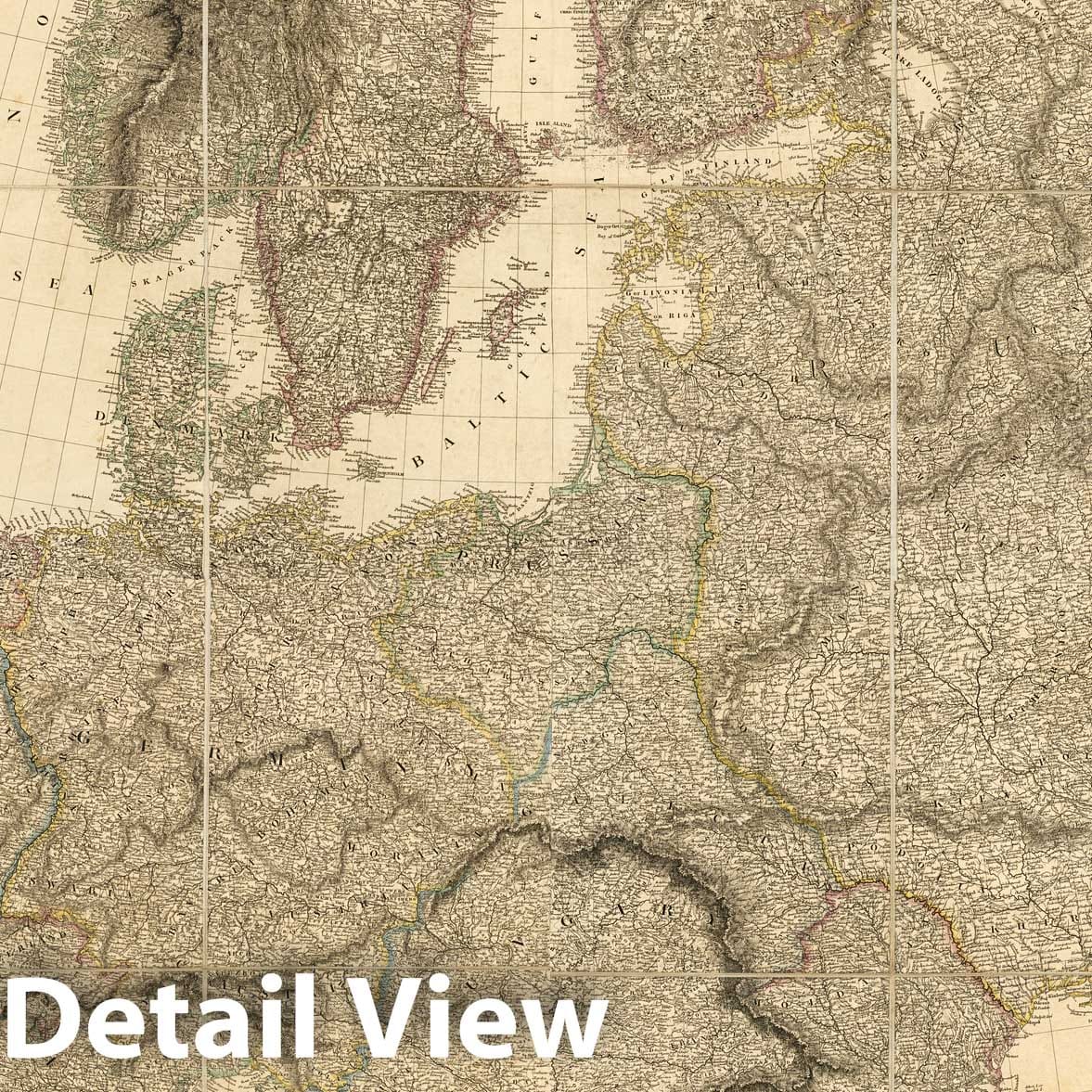 Physical and Political Divisions of Europe 1810 - Arrowsmith Road Map Print