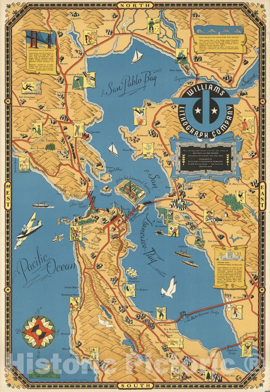 Historic Map - Our (San Francisco) Bay and Bridges. 1939 - Vintage Wall Art