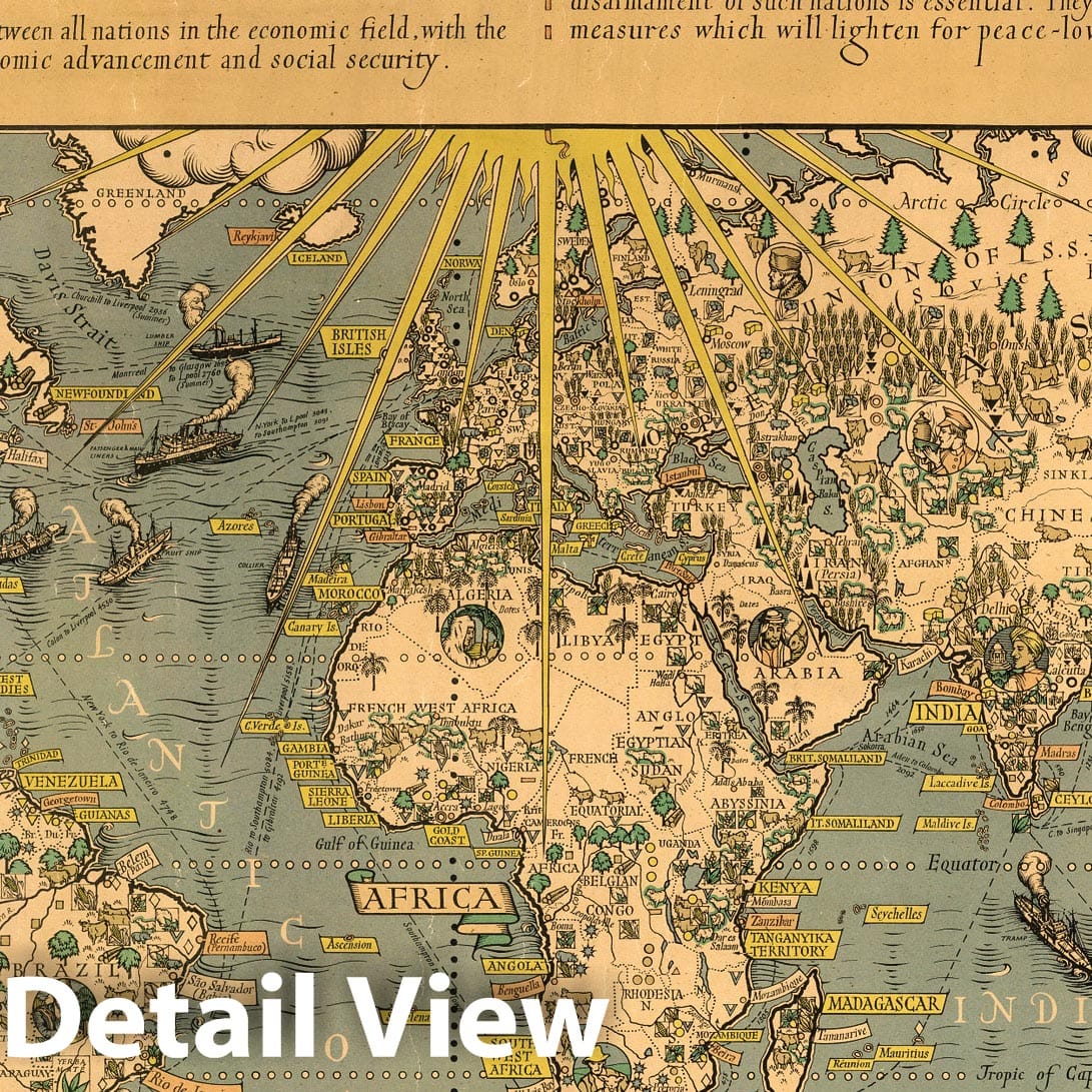 Historic Map : The Time & Tide Map of The Atlantic Charter, 1942 - Vintage Wall Art