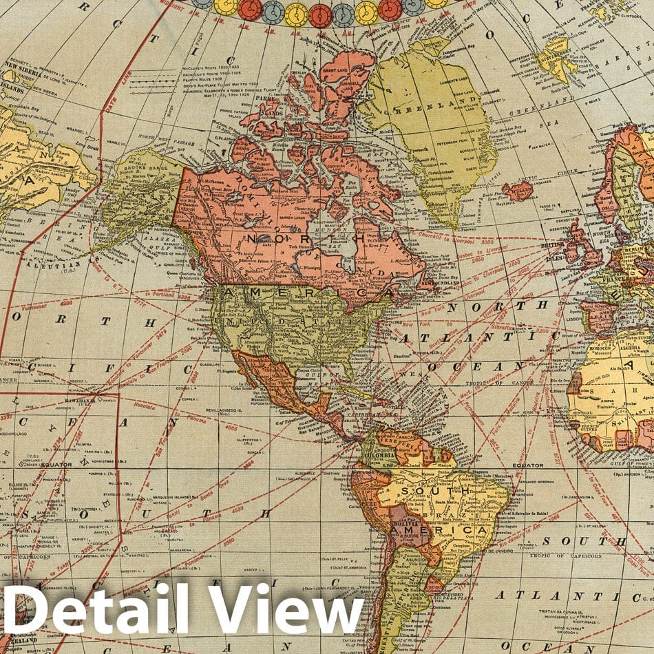 Historic Map : Wall Map, Entire World in One Hemisphere. Portraits: World Leaders. 1921 - Vintage Wall Art