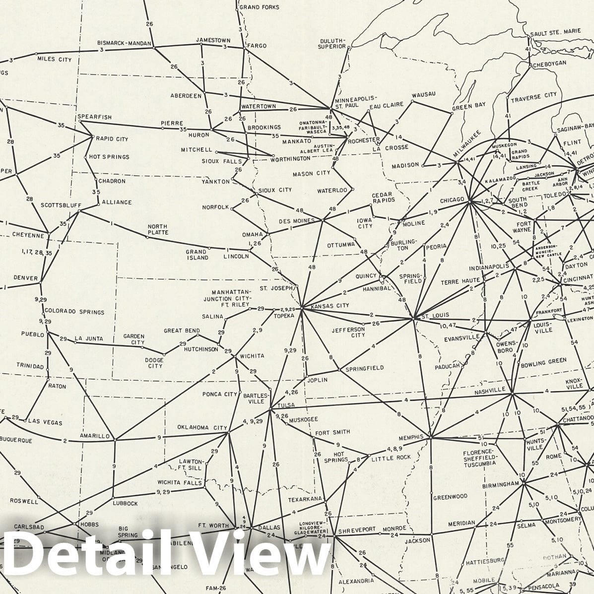 United States - World Airline Routes, 1953 - Historical Map Print