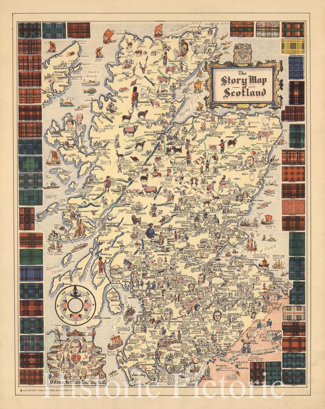 Scotland - Pictorial Map, 1935 - Historical Map Reproduction