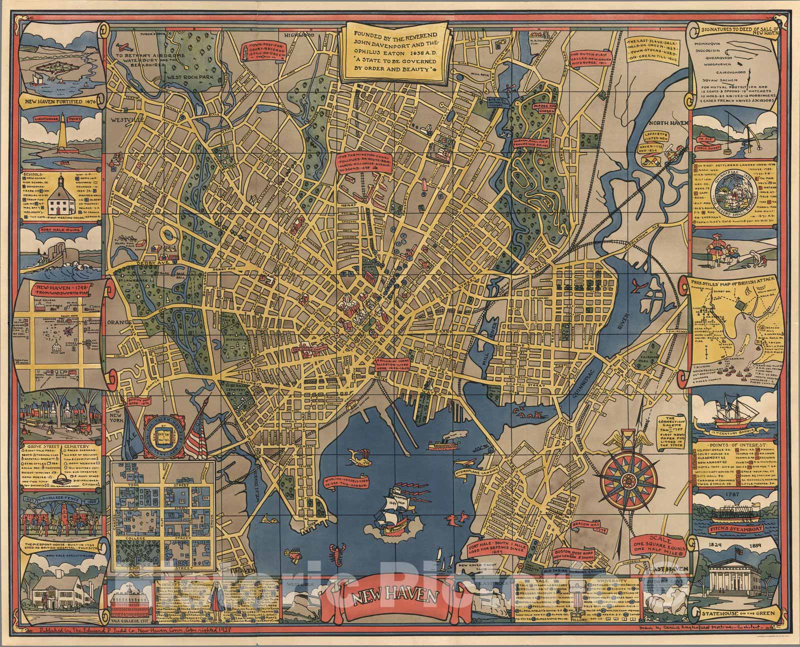 Historic Map : New Haven. 1928 - Vintage Wall Art