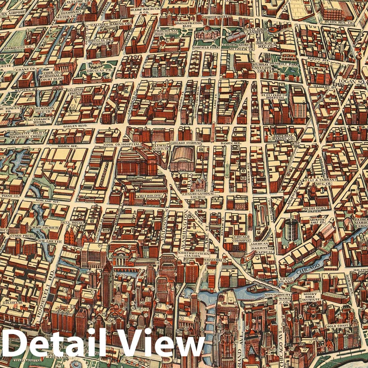 Chicago, Illinois - Pictorial Map, 1938