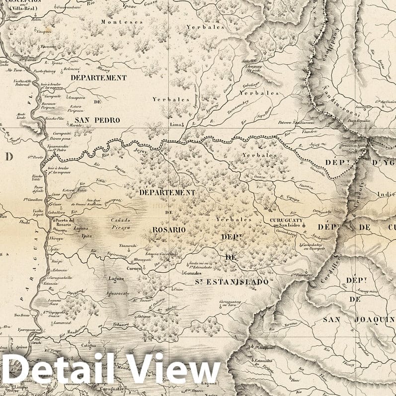 Paraguay with Parana and Paraguay Rivers - Military Map, 1862