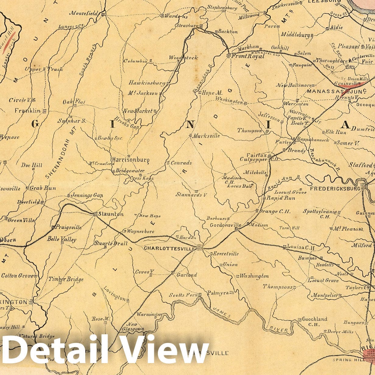 Civil War: Virginia, Maryland - Railroad Map, 1861 - Historical Map Print