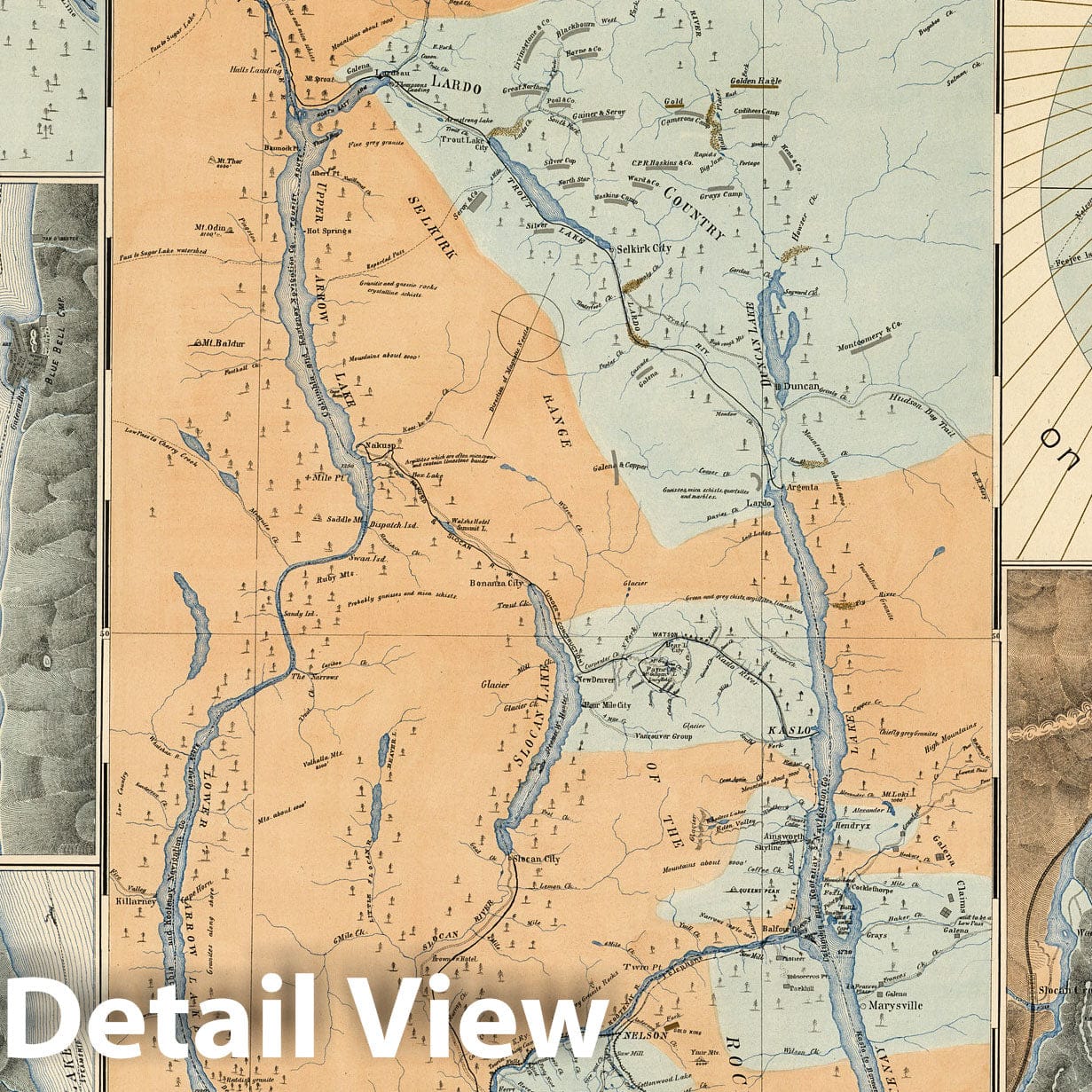 West Kootenay, British Columbia - Railroad Map, 1893 - Historical Map Print