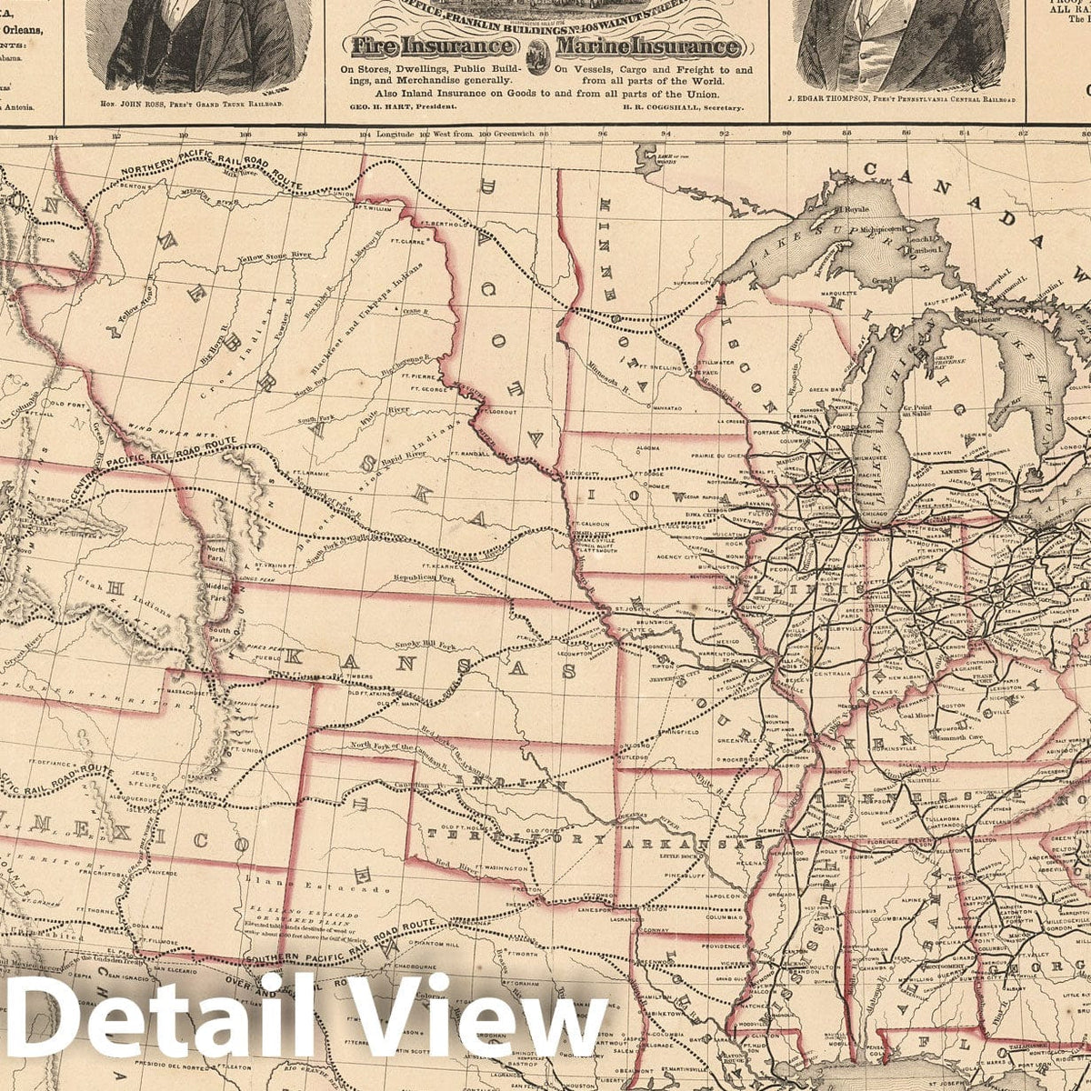 United States Railroad Map, 1859 - Lloyd's Historical Map Print