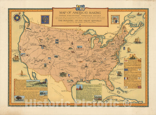 Historic Map : The map of America's making, 1926 - Vintage Wall Art