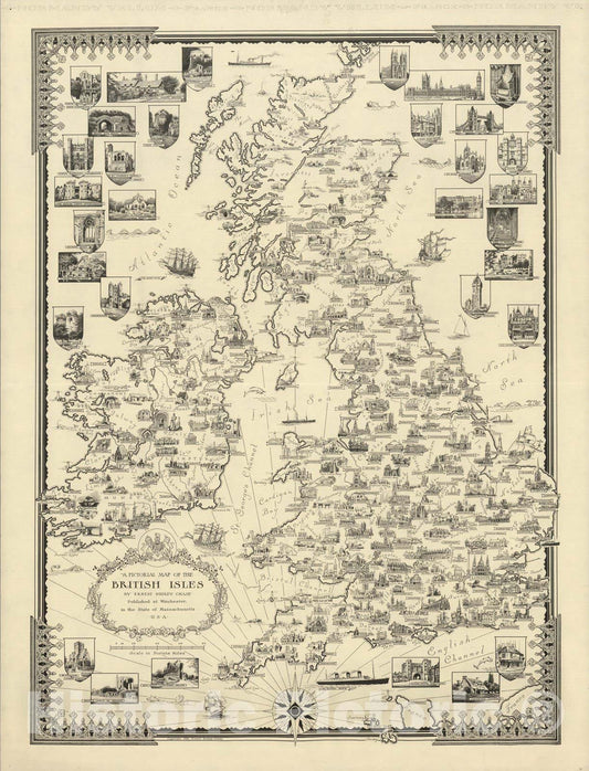 Historic Map : A pictorial map of the British Isles, 1935 - Vintage Wall Art