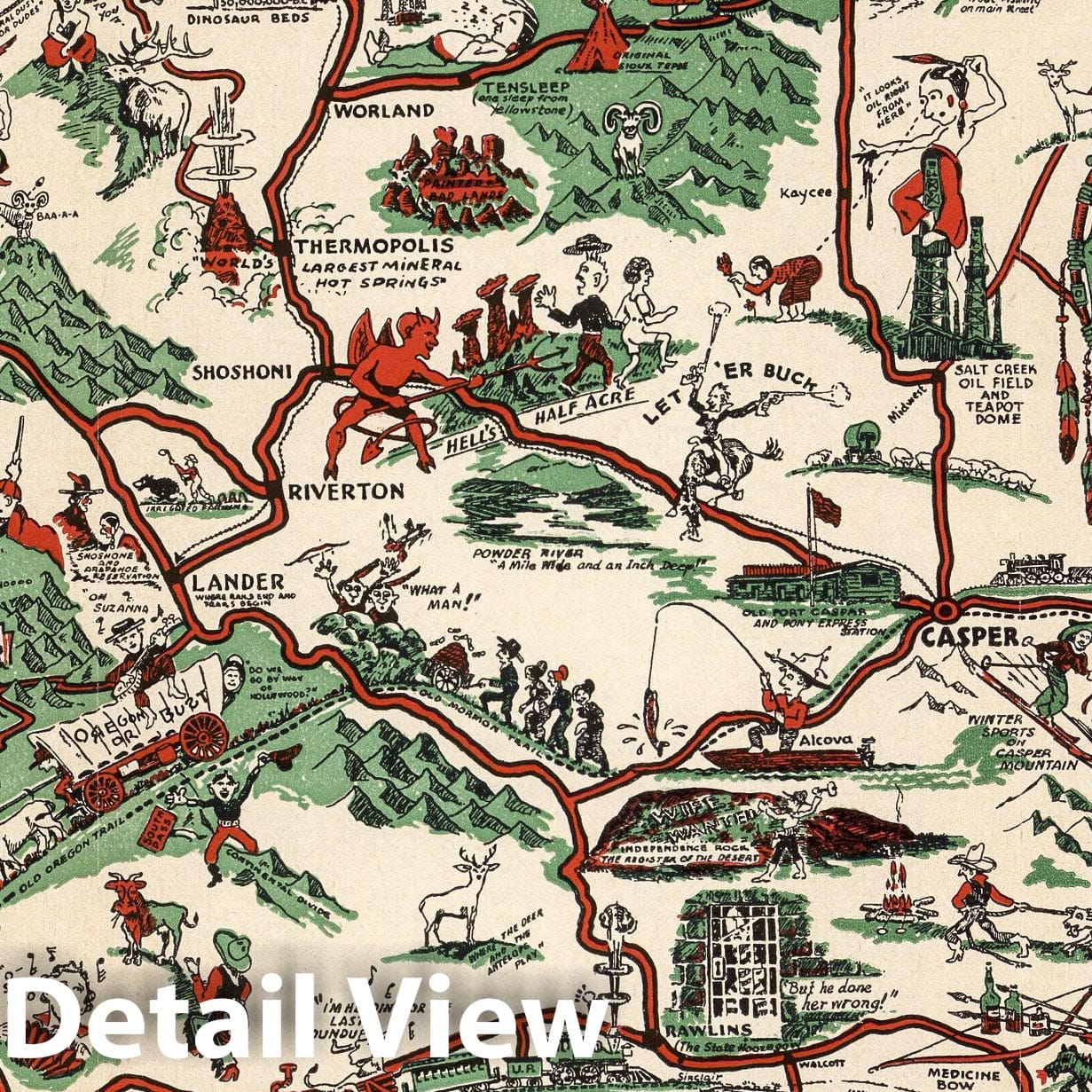Wyoming - Pictorial Map, 1953 - Historical Map Print