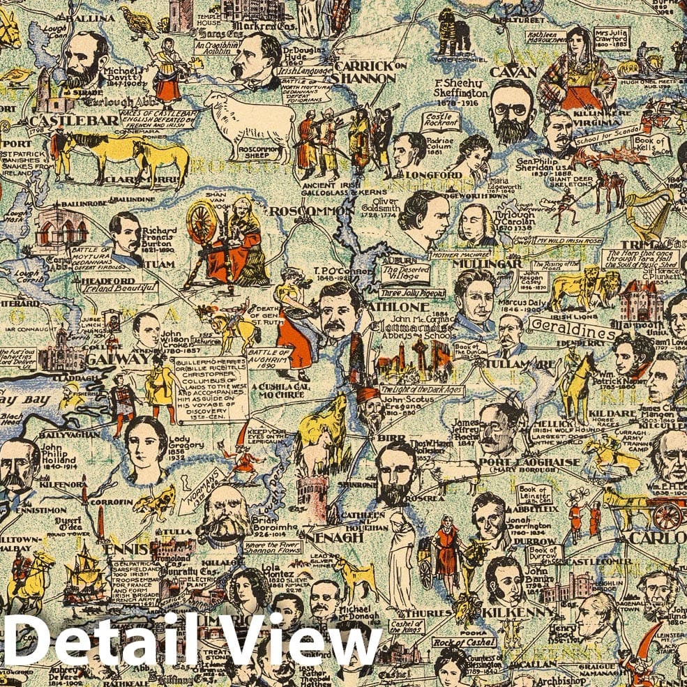 Ireland - Pictorial Map, 1936 - Historical Map Reproduction