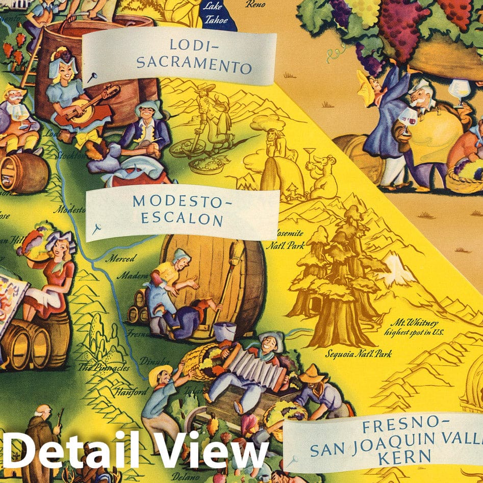 California Wine Map 1935 - Pictorial Map Print