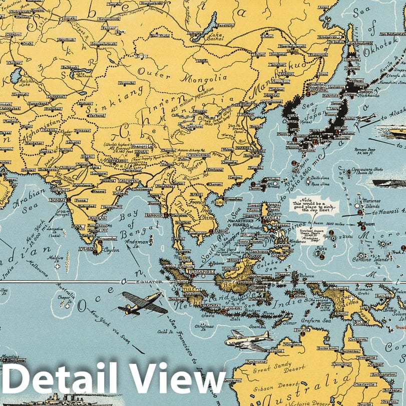 World War II: Allied and Axis Holdings - Pictorial Map, 1942