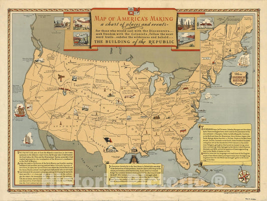 Historic Map : Map of America's making, 1939 - Vintage Wall Art